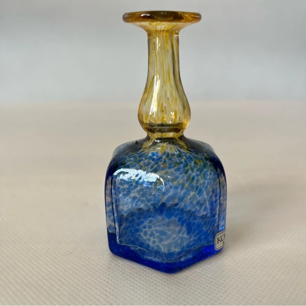 Kosta Boda Blue Yellow Mini Vase Art Glass